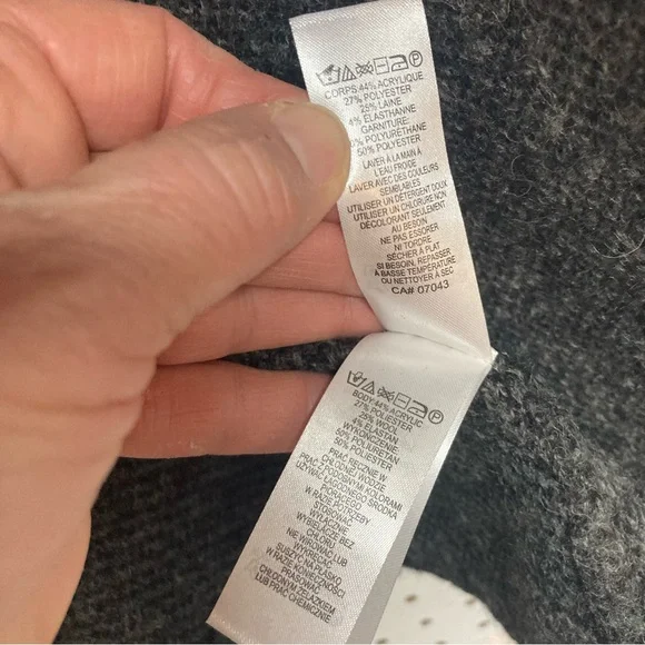 Adrienne Vittadini Charcoal XS Wool Blend Knit Cardigan 1 button & Pockets - Picture 7 of 8